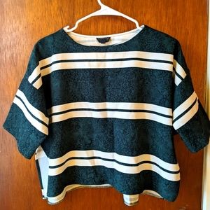 TopShop Green and White Boxy Top